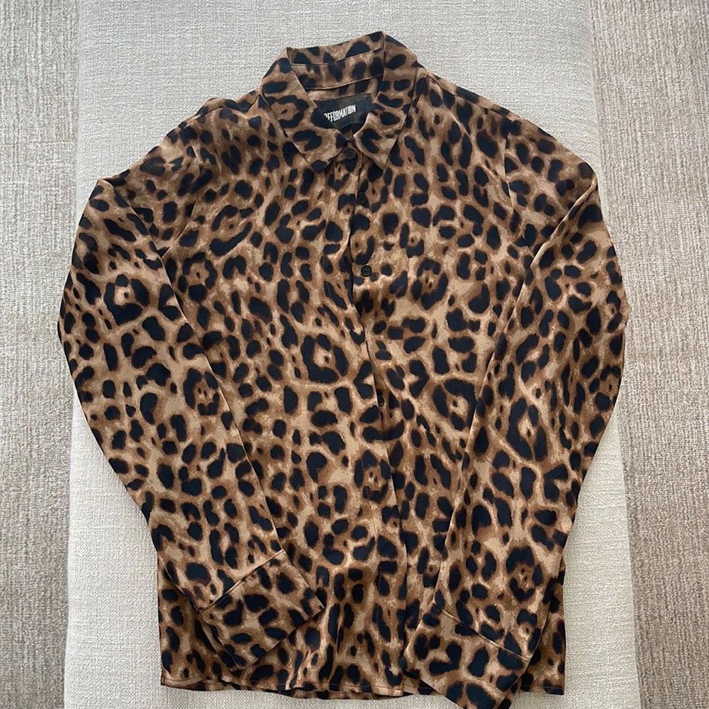 Reformation Cheetah Print Button Down